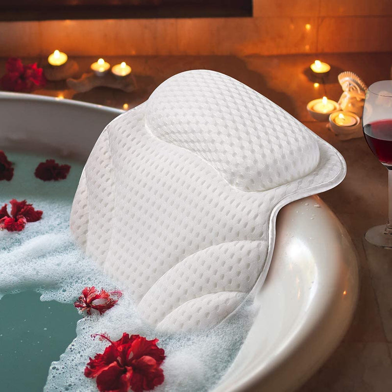 [Australia] - Bath Pillow Neck Back Support - Cushion for Women Spa Gifts Luxury Waterproof 4D Mesh Bathtub Pillows with 6 Non-Slip Suction 38×37 