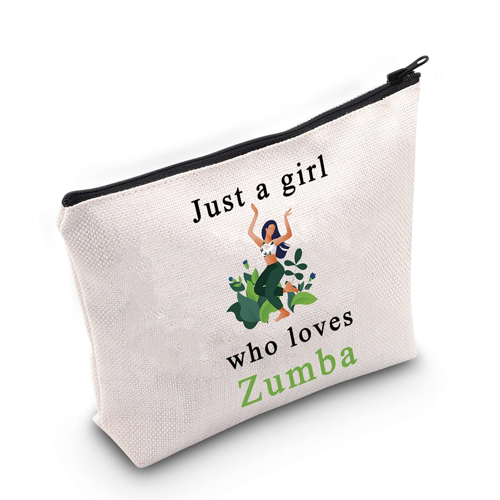 [Australia] - LEVLO Zumba Cosmetic Make Up Bag Fitness Dance Workout Gift Just A Girl Who Loves Zumba Makeup Zipper Pouch Bag For Women Girls, Who Loves Zumba, 