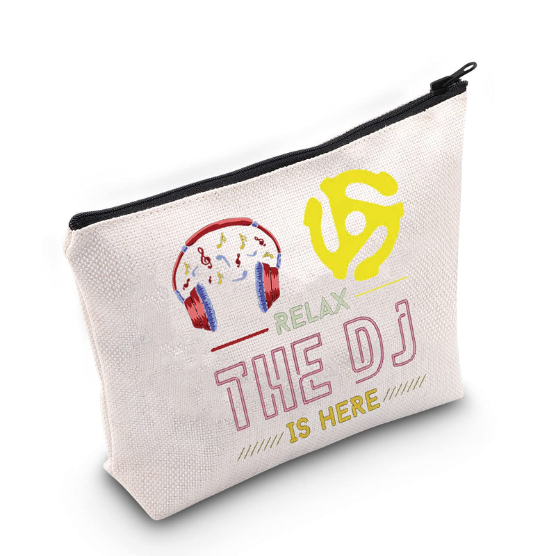 [Australia] - LEVLO Record Adapter Cosmetic Make Up Bag DJ Lover Gift Relax The DJ Here Makeup Zipper Pouch Bag For Music Producer Disc Jockey, Relax The DJ Here, 