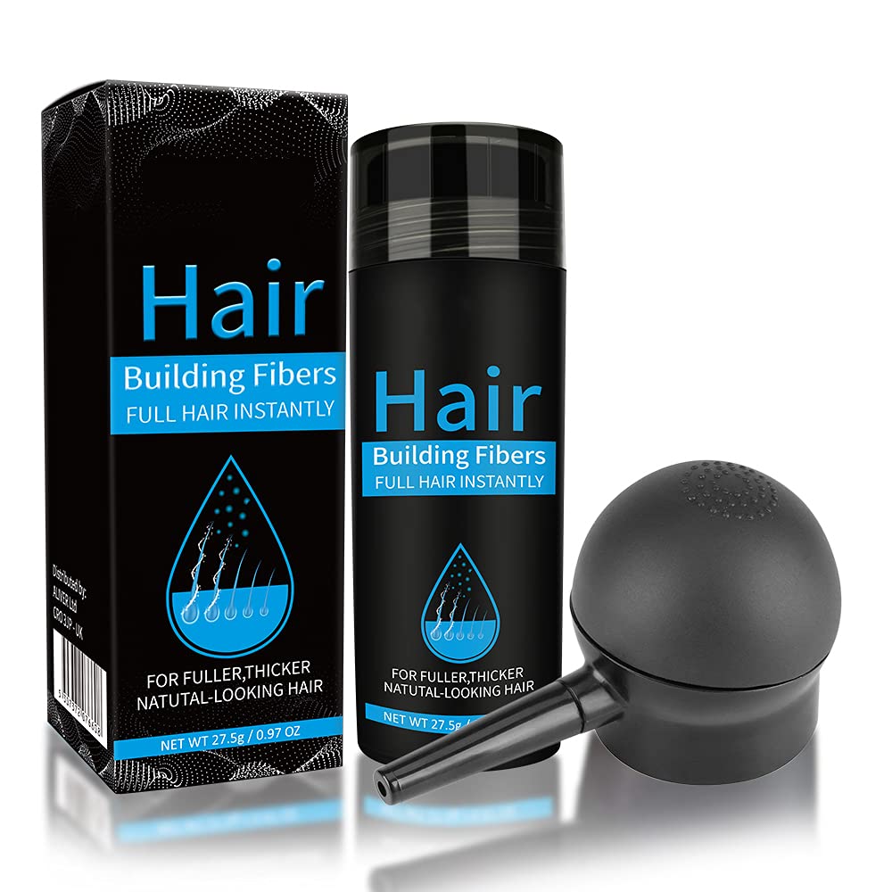 [Australia] - Hair Fibres Black with applicator, IFUDOIT Keratin Hair Building Fibres Completely Conceals Hair Loss in 30 Seconds, Hair Volume Powder for Men and Women for Bald Spots & Thinning Hair 