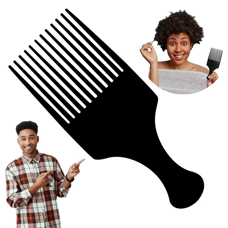 [Australia] - Boorika Afro Hair Comb - Smooth & Sturdy Wide Tooth Plastic Afro Pick, Hair Pick for Detangling & Styling - Afro Comb for Men and Women (Black) Black 
