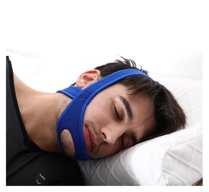 [Australia] - Pointedd New Neoprene Anti Snore Stop Snoring Chin Strap Belt Anti Apnea Jaw Solution Sleep Support Apnea Belt Adjustable (Color : Blue) 