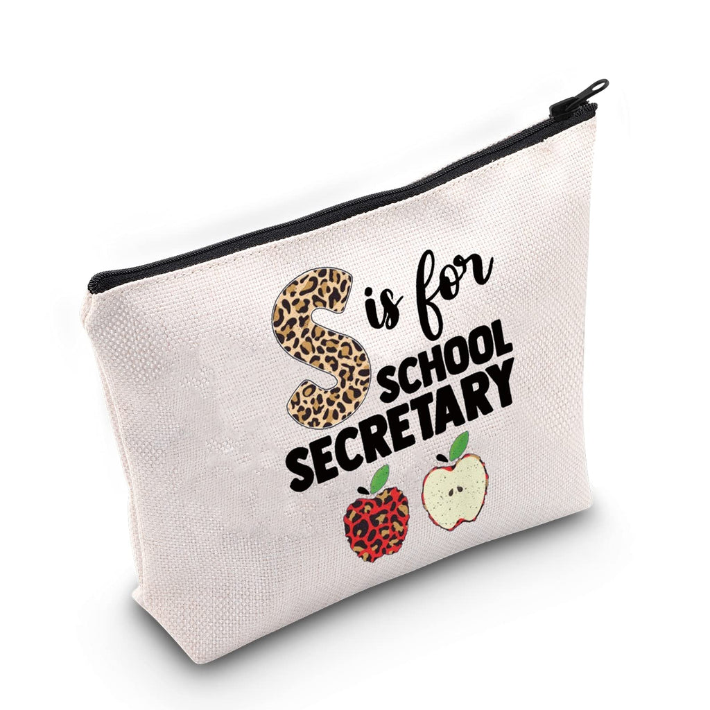 [Australia] - LEVLO School Secretary Cosmetic Make Up Bag Secretary Day Gift S Is For School Secretary Makeup Zipper Pouch Bag Retirement Appreciation School Secretary Gift, S Is For, 