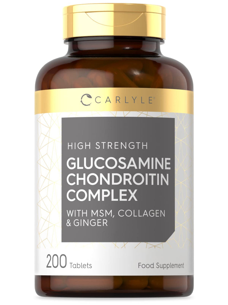 [Australia] - Glucosamine & Chrondroitin Complex | 200 High Strength Tablets | Enriched with MSM, Collagen, Ginger Root & Bioflavonoids | for Men & Women | by Carlyle 