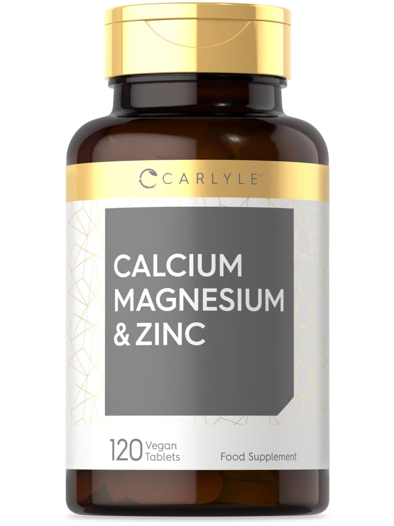 [Australia] - Calcium, Magnesium & Zinc Complex | 120 Vegan Tablets | Healthy Bones, Teeth & Muscle | Multimineral Osteo Supplement for Adults | High Strength | by Carlyle 