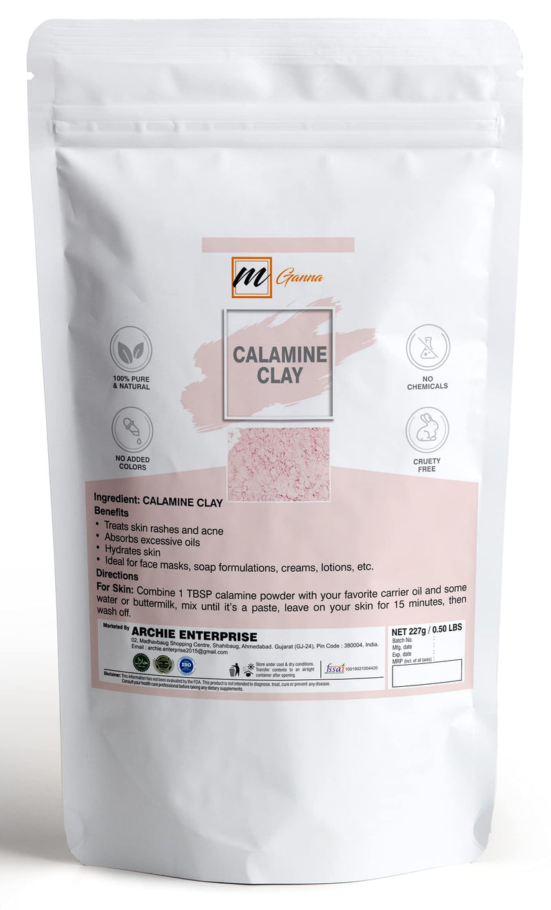 [Australia] - mGanna 100% Natural Calamine Clay Powder for Anti-Ageing & Skin firming, Creams, Lotion and Soap Making 0.5 LBS / 227 GMS 
