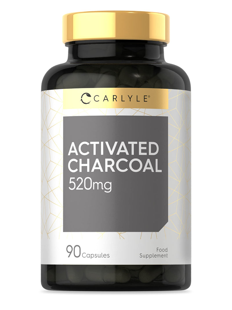 [Australia] - Activated Charcoal 520mg | 90 Capsules | Natural Coconut Charcoal Capsules for Bloating, Gas & Digestion | Natural Relief | No Artificial Preservatives | by Carlyle 