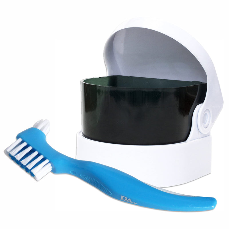 [Australia] - Sonic Cleaner and Brush ~ Storage Container for Soaking and Cleaning Ortho Retainers, Dentures and More… (Blue Brush) Blue Brush 