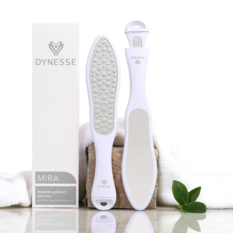 [Australia] - DYNESSE Pedicure Foot File. Professional 3-in-1 Callus Remover with Mini-File. No Risk of Injury. Laser-Cut Stainless Steel Scrubber. Multi-Usage White 