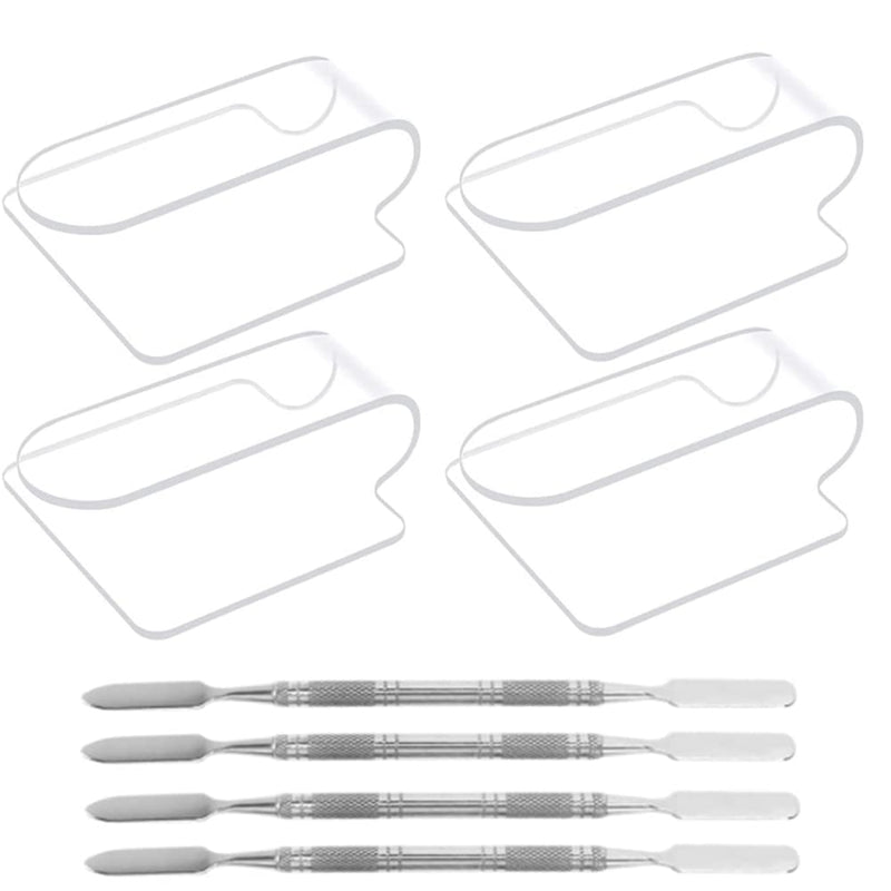 [Australia] - 4 Pcs Makeup Mixing Palette with Spatula for Foundation Acrylic Clear Makeup Cream Foundation Eyeshadow Palette with 4 Pcs Spatula Tool 