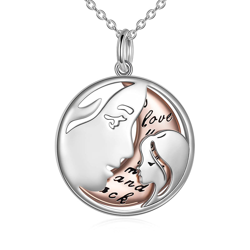 [Australia] - YFN Mother Daughter Necklace Sterling Silver Love You to the Moon and Back Pendant Mum Daughter Jewellery Special Birthday Mother's Day Gifts for Women Gifts Rose Gold 