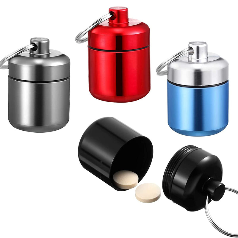 [Australia] - DARENYI Waterproof Pill Box Small Keyring Pill Holder Metal Pill Organisers Mini Portable Pill Box for Outdoor Travel Camping(4 Colour) 