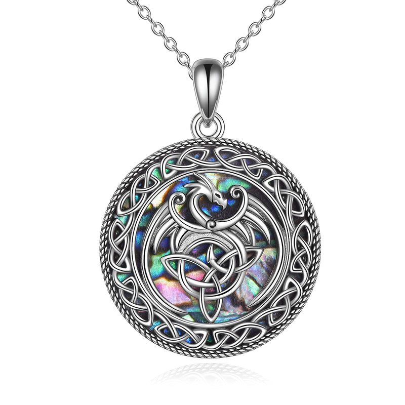 [Australia] - Phoenix Necklace Sterling Silver Abalone Celtic Knot Phoenix Pendant Necklace Jewellery Gifts for Women Teen Girls 