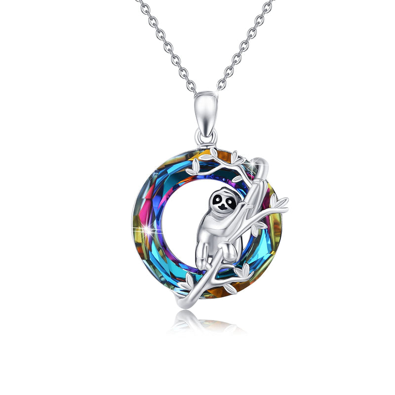 [Australia] - 925 Sterling Silver Sloth/Octopus Pendant Necklace with Crystal Necklaces Animals Necklaces Jewelry Gifts for Women Girls 