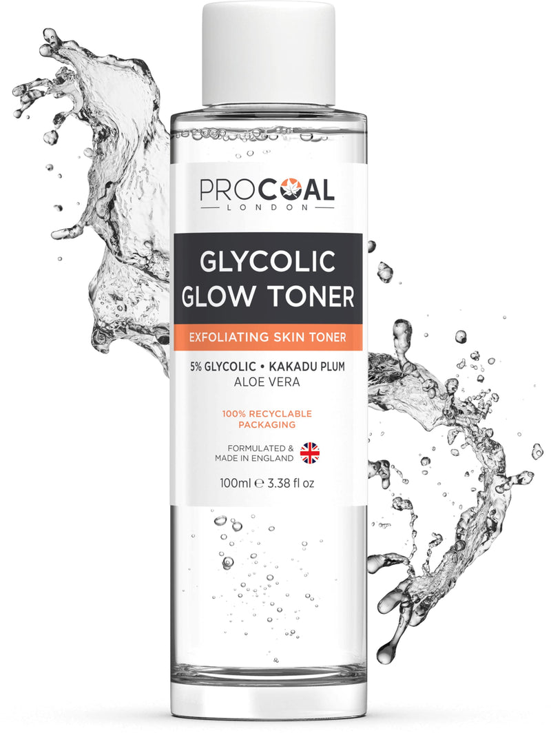 [Australia] - New Glycolic Glow Toner 5% with Vitamin C & Aloe Vera by Procoal - Pore Minimizer, Brightening & Exfoliating Skin Toner for Face, Glow Tonic for Face, 100% Recyclable Packaging, Vegan, Made in UK 