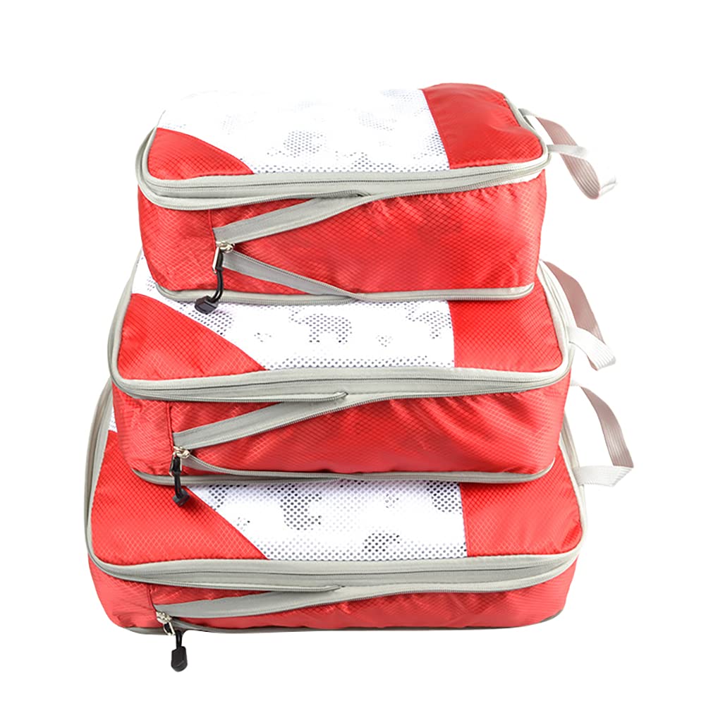[Australia] - Travel Packing Bag, 3pcs/set Mesh Storage Bag With Handle Travel Packing Cube For Suitcase Camping, Travel Bag Organiser for Luggage/Backpack 