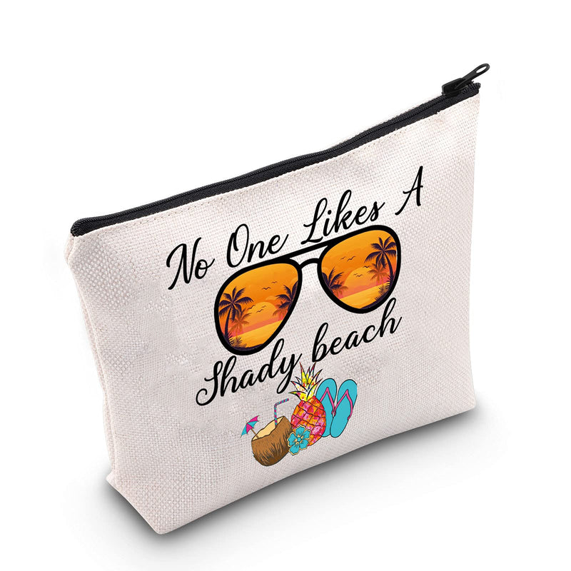 [Australia] - LEVLO Ocean Beach Cosmetic Make Up Bag Beach Wear Gift No One Likes A Shady Beach Makeup Zipper Pouch Bag For Beach Girls Surfer, Likes A Shady Beach, 
