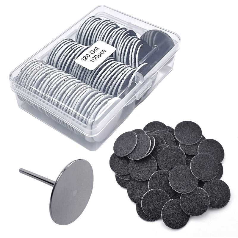 [Australia] - 100pcs Replaceable Sanding Paper with Disk 25mm Pedicure Sandpaper Nail Drill Bit Accessories Salon Foot Calluse Tool (HJ-NF037-120#) Hj-nf037-120# 