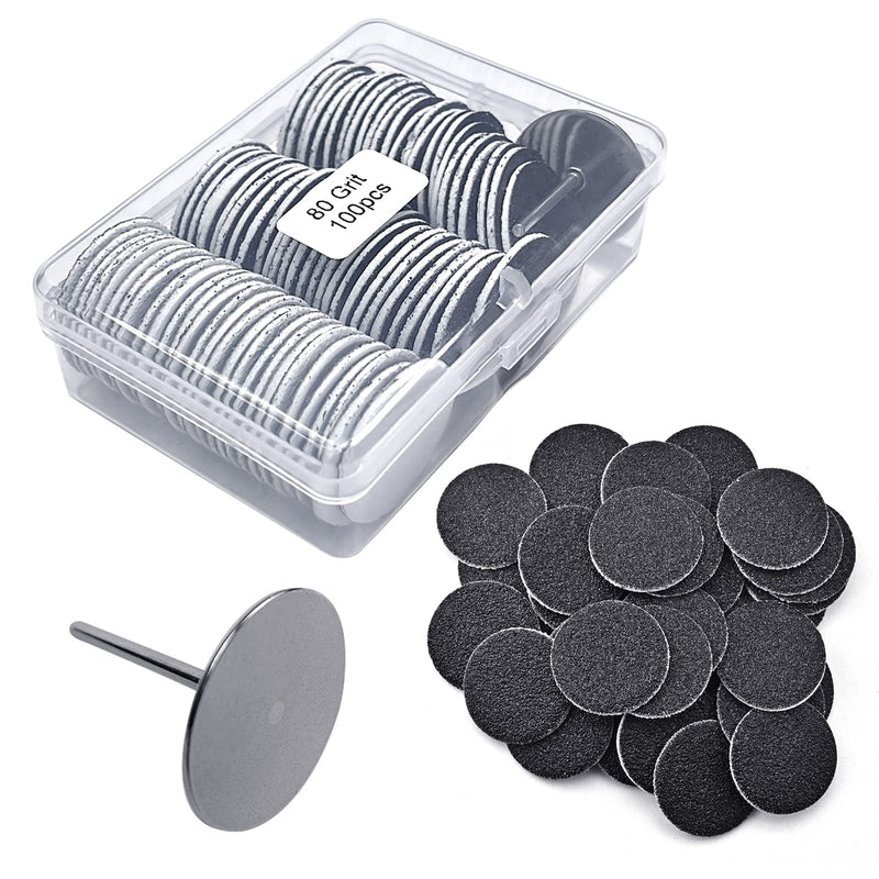 [Australia] - 100pcs Replaceable Sanding Paper with Disk 25mm Pedicure Sandpaper Nail Drill Bit Accessories Salon Foot Calluse Tool (HJ-NF037-80#) Hj-nf037-80# 