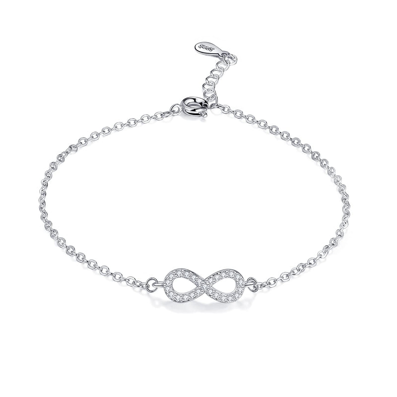 [Australia] - Silver Bracelet for Women, Infinity Bracelet with Delicate Cubic Zirconia, Adjustable Bracelet Silver Jewellery for Women Wife Girls Mother Sisters Lover 