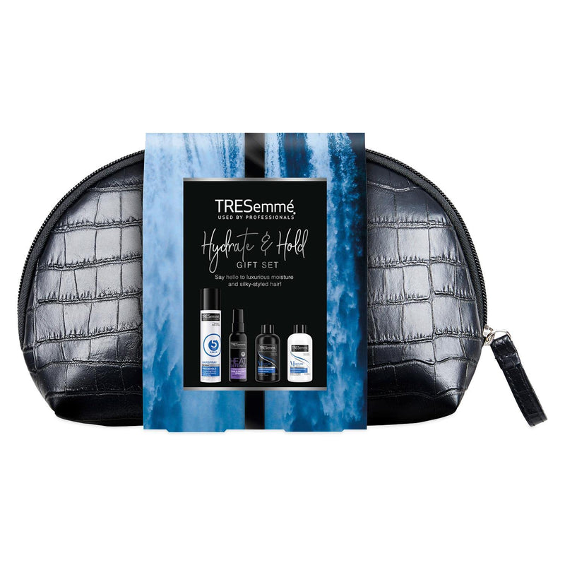 [Australia] - Tresemme Perfect Hair On-The-Go including Freeze Hold Hairspray with a small faux croc black wash bag Festive Gift Set for Women 4 piece 