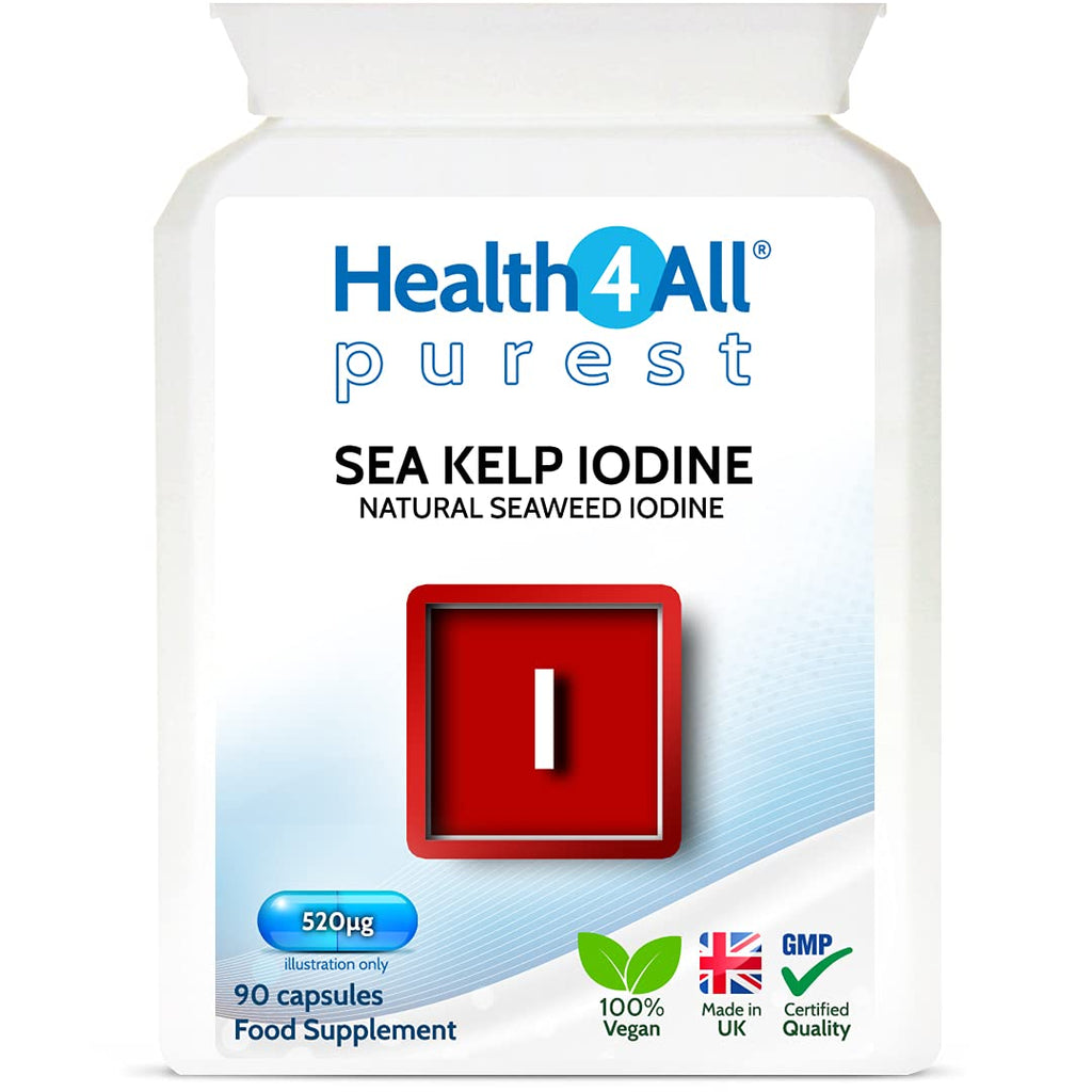 [Australia] - Sea Kelp Iodine 90 Capsules (V) High Strength 520mcg Iodine per Capsule. Purest: no additives Natural Iodine Supplement Made in The UK by Health4All 90 Count (Pack of 1) 