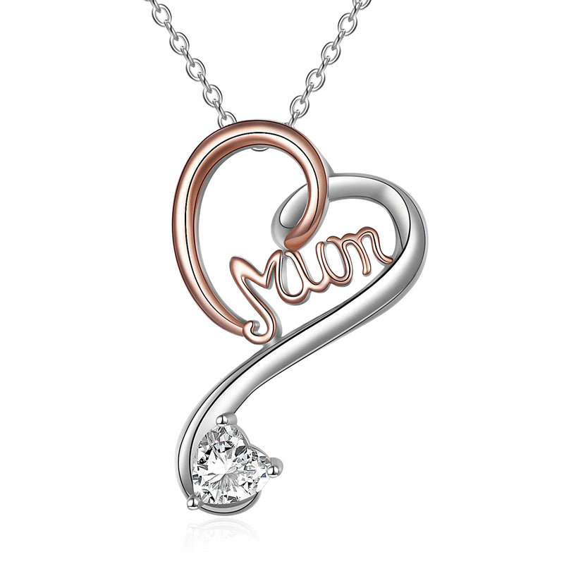 [Australia] - YFN Heart Necklace Sterling Silver Love Mum Pendant Jewellery Love U Gifts for Her Wife Mum Women on Anniversary Birthday Christmas 