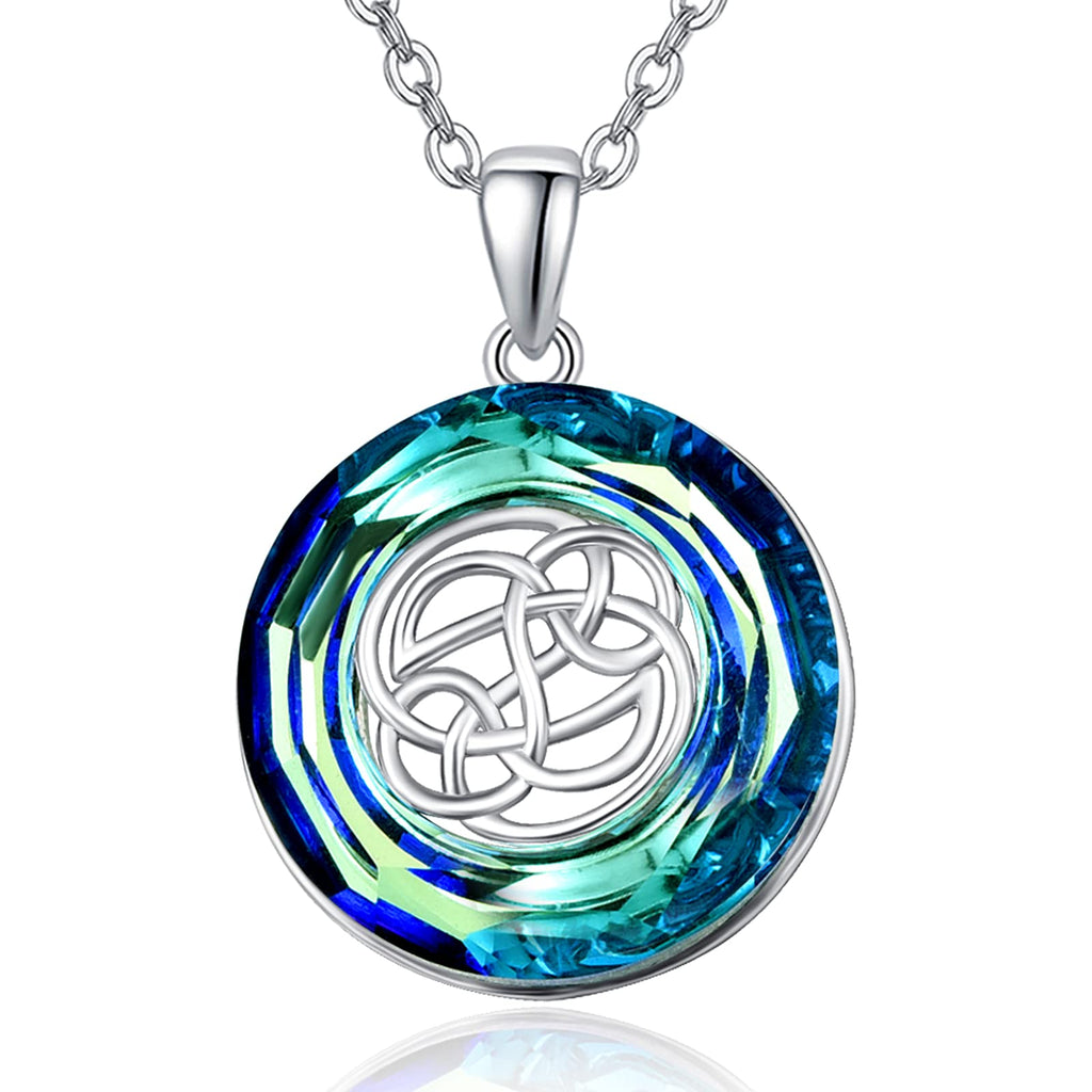 [Australia] - KINGWHYTE Celtic Knot Necklace 925 Sterling Silver Circle Crystal Pendant Necklaces Jewelry Gifts for Women Her Wife Girlfriend Mum 