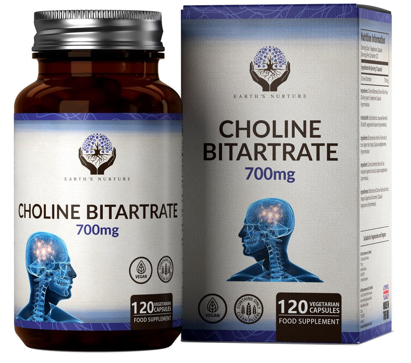 [Australia] - EN Choline Bitartrate | 120 High Strength Choline Supplement - 700mg per Serving | 120 Nootropics Choline Capsules | Non-GMO, Gluten, Dairy & Allergen Free | Manufactured in The UK 