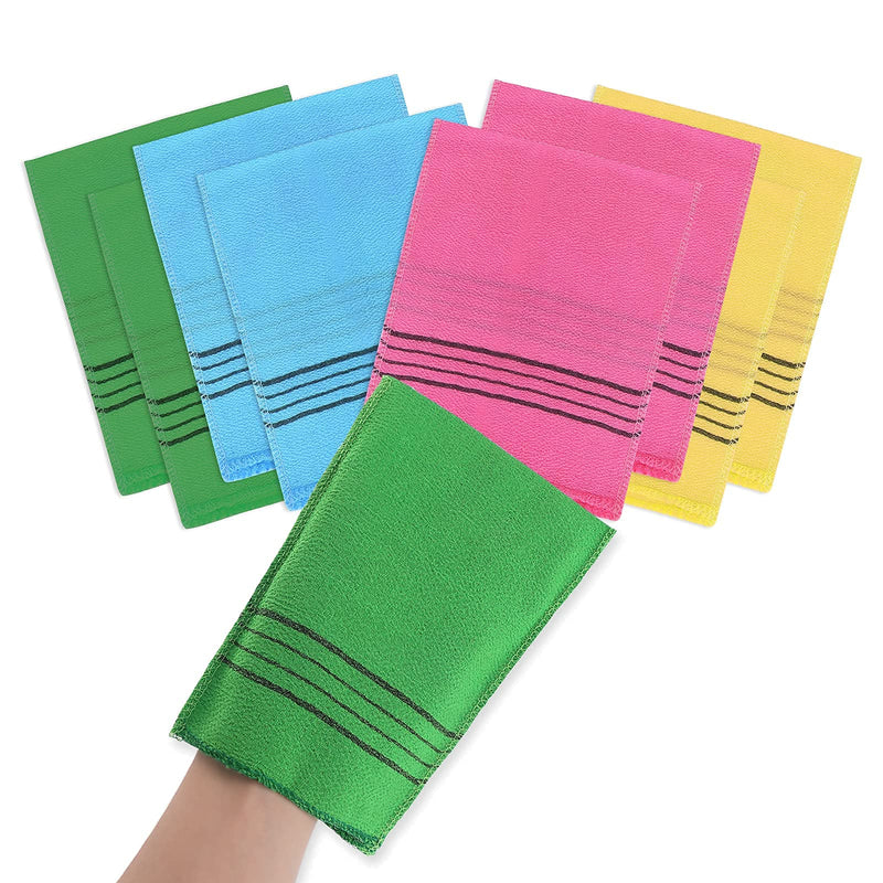 [Australia] - Molain 8Pcs Asian Exfoliating Washcloth Korean Exfoliating Mitt Glove Italy Towel Scrubbing Cloth For Removing Dead Skin Callus Cleaning Pores Viscose Rayon Bath Sponges 8pcs( 2 Pink+2 Yellow+2 Blue+2 Green) 