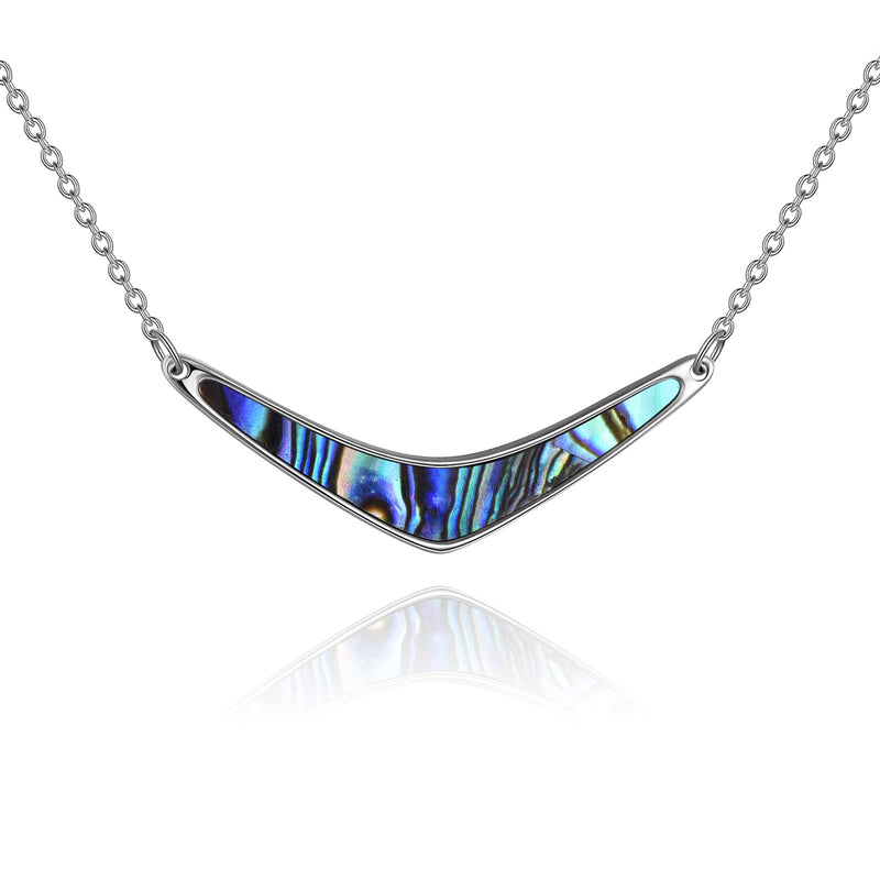 [Australia] - Boomerang Necklace Sterling Silver Abalone Shell Pendant Gifts for Women Girls Boomerang Necklace 