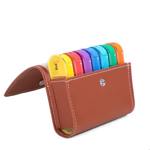 [Australia] - Tiardey 7 Day Pill Box 4 Times a Day,Weekly Medication Reminder Box Includes Orange Leather PU Carrying Case 