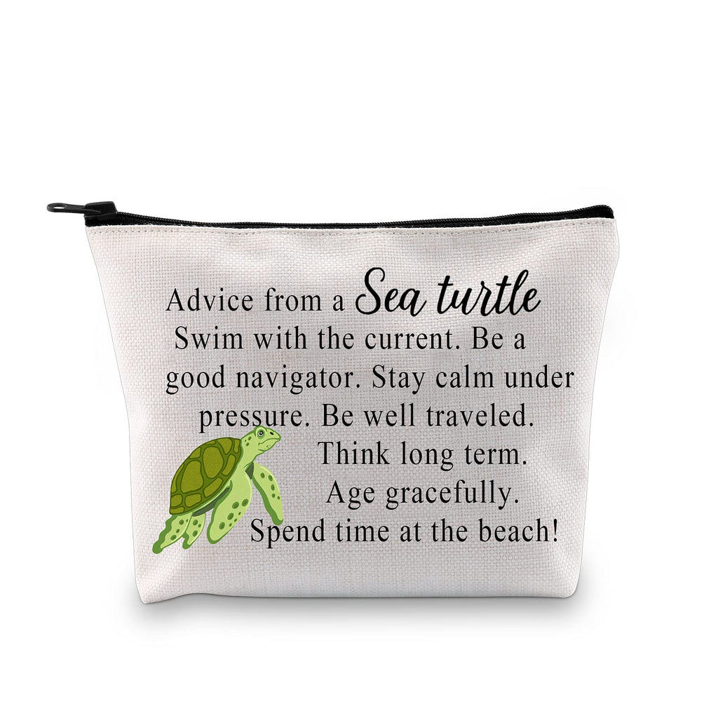[Australia] - MYSOMY Advice from a Sea Turtle Gifts Sea Turtle Makeup Bag Inspirational Sea Turtle Gifts Sea Animal Cosmetic Bag (Sea Turtle Makeup Bag) 