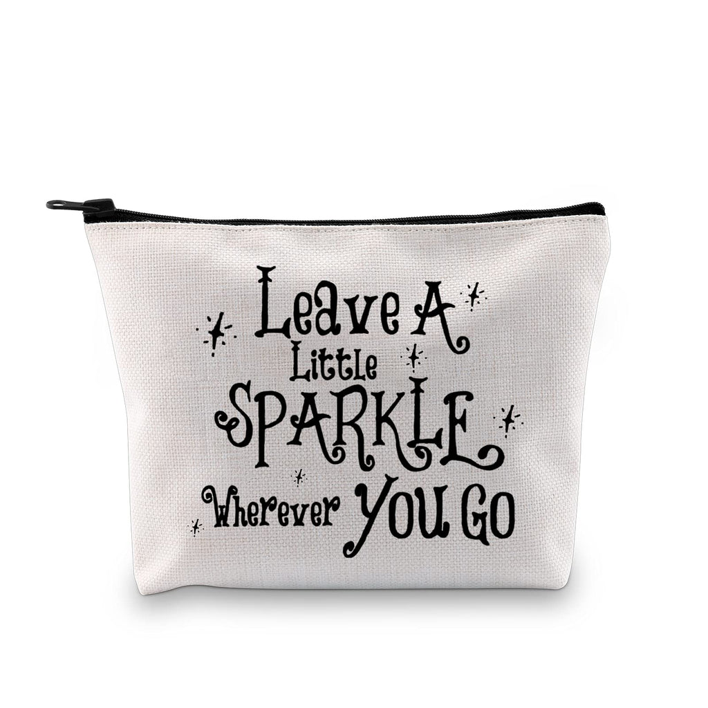 [Australia] - MYSOMY Leave a Little Sparkle Wherever You Go Makeup Bag Sparkle Cosmetic Bag Inspirational Travel Makeup Bag (Makeup Bag) 