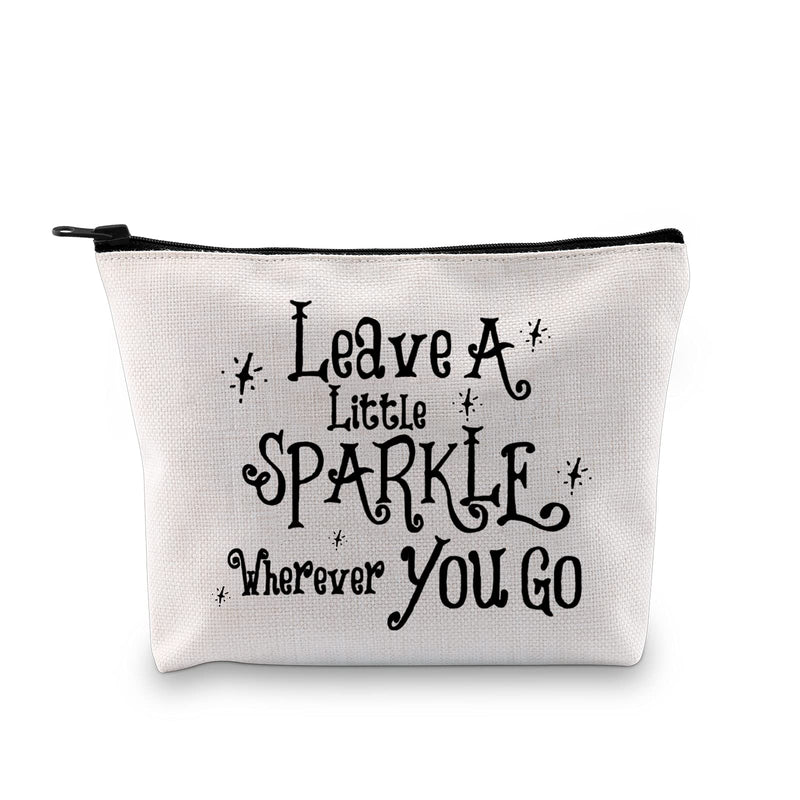 [Australia] - MYSOMY Leave a Little Sparkle Wherever You Go Makeup Bag Sparkle Cosmetic Bag Inspirational Travel Makeup Bag (Makeup Bag) 