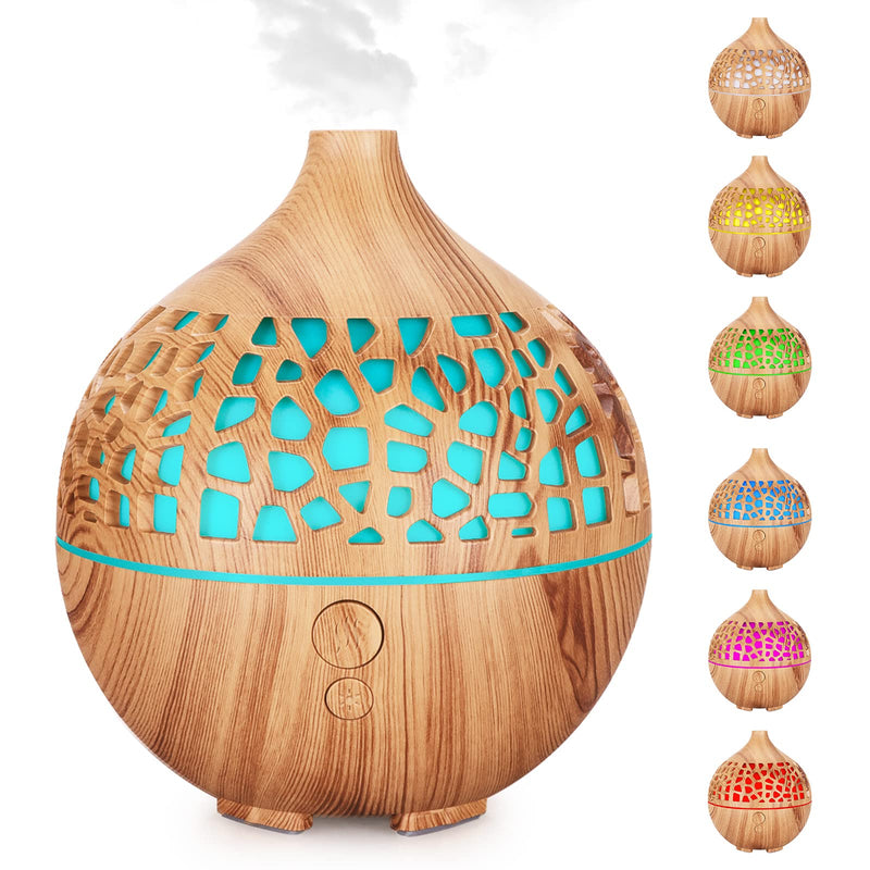 [Australia] - Bigqin Essential Oil Diffuser 180ML,Ultrasonic Aromatherapy Scented Diffuser Humidifier with 7 LED Color Lights Aroma Diffuser for Spa Bedroom , Light Brown 