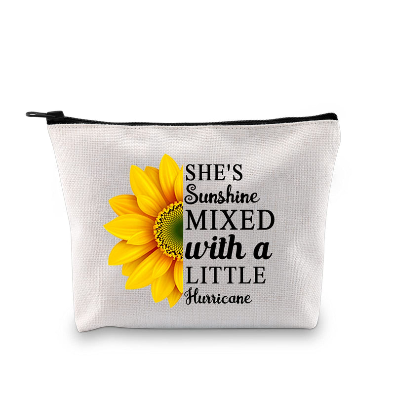 [Australia] - MYSOMY She's Sunshine Mixed with a Little Hurricane Makeup Bag Sunflower Cosmetic Bag Sunflower Lover Gifts (Makeup Bag) 