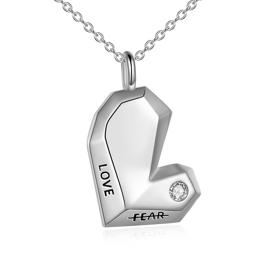 [Australia] - YFN Heart Necklace Sterling Silver Origami Heart "Love No Fear" Pendant Jewellery Anniversary Birthday Gifts for Women Girls Wife Lover 