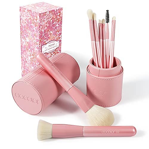 [Australia] - Makeup Brushes Docolor Makeup Brush set Make Up Brushes 8PCS with a Makeup bag for Foundation Powder Blending Concealer Brush and Eyeshadow Brush in a Beautiful Gift Box… Pink 