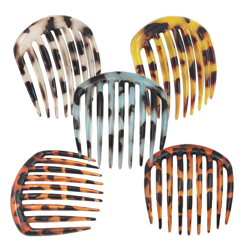 [Australia] - IYBQIU 5 Pcs French Twist Comb Retro Celluloid Hair Comb 9 Teeth Non Slip Comb Clips Hair Styling Accessories for Women and Girls, Multicolour 