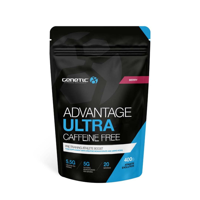 [Australia] - Genetic Supplements - Advantage Ultra Caffeine Free Preworkout Drink - Gym Energy Supplements - Berry - 400g 