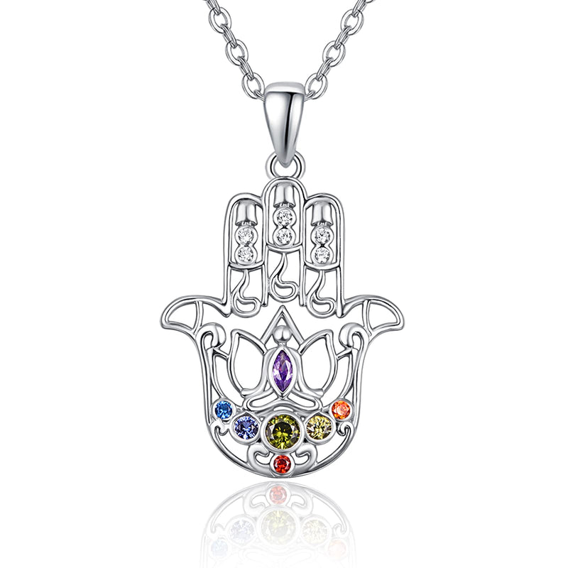 [Australia] - 925 Sterling Silver Hamsa Necklace for Women Evil Eye Hand of Fatima Pendant Necklace for Girls Mothers Day Gifts for Her … A 
