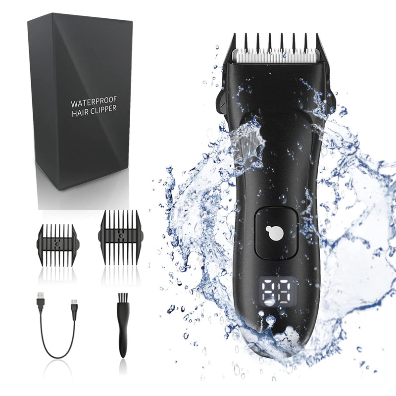 [Australia] - Body Hair Trimmer for Men Electric Pubic Groin Hair Trimmer Body Groomer and Beard Shaver USB Rechargeable Hair Clipper, Waterproof Men Hygiene Razor with LED Display Black 