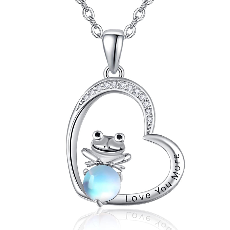 [Australia] - Frog Moonstone Necklace 925 Sterling Silver Animal Necklace Pedant Family Gifts for Women Mum Daughter 
