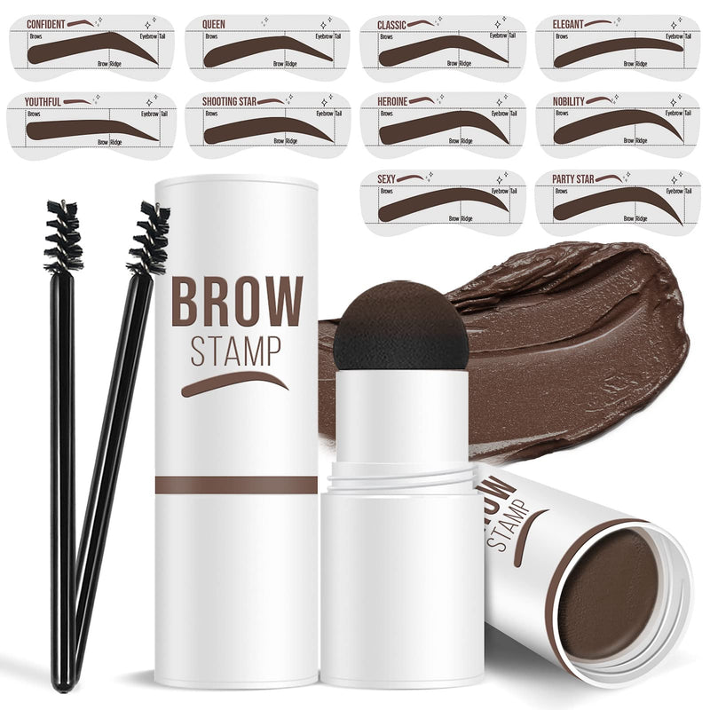 [Australia] - Cilrofelr Eyebrow Stamp and Stencil Kit, One Step Eyebrow Stamp and Shaping Kit with 10 Eyebrow Stencils, Brow Stamp Kit Dark Brown, Long Lasting, Waterproof and Smudge-proof 