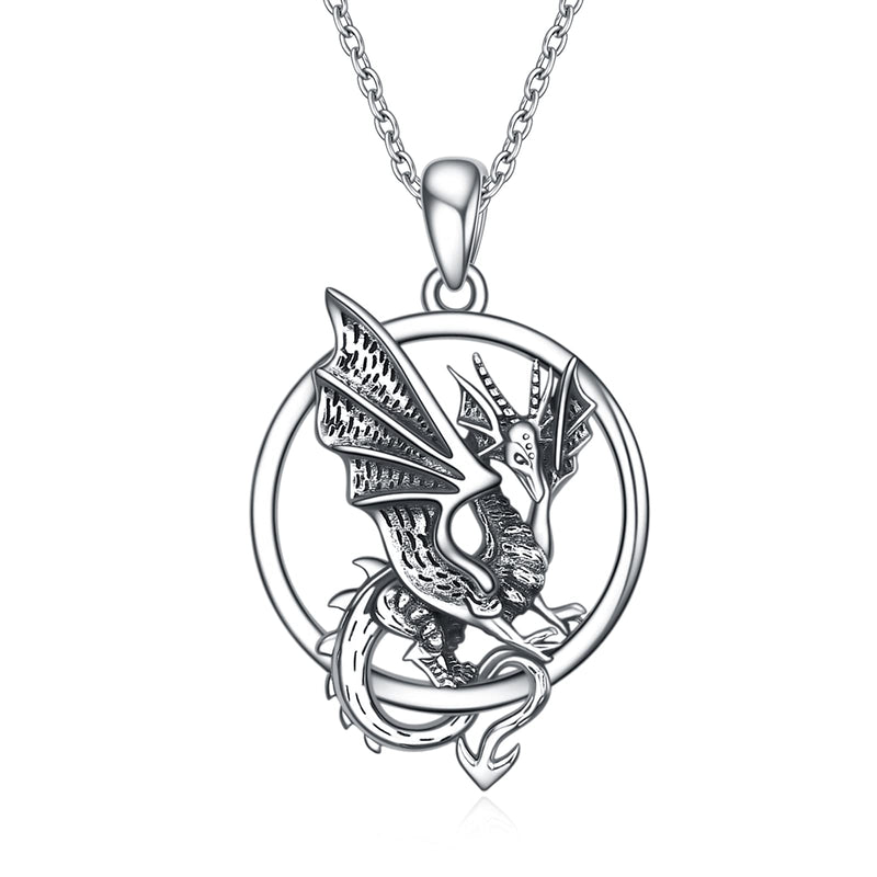 [Australia] - Dragon Necklace Unicorn Pendant Necklace 925 Sterling Silver Jewellery Gifts for Women Girls Men Dragon necklace 