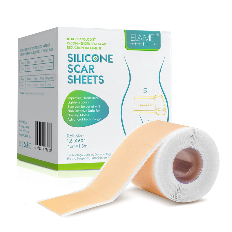 [Australia] - Silicone Scar Sheets, Medical Silicone Easy-Tear Gel Tape Roll, Scar Removal Sheets Works on Old & New Scars, Scar Treatment Sheets 1.6” X 60”roll-1.5m 1.6” x 60”Roll-1.5M Tape Roll 