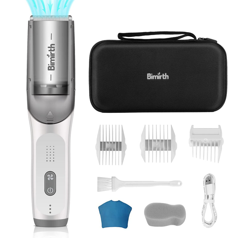 [Australia] - Bimirth Baby Hair Clipper, Silent Hair Clippers for Children, Quiet Kids Hair Trimmer, Cordless Toddler Haircut Machine in Bag for Easy Storage, USB Rechargeable, Waterproof, 3 Guide Combs (Vacuum) white-S15 