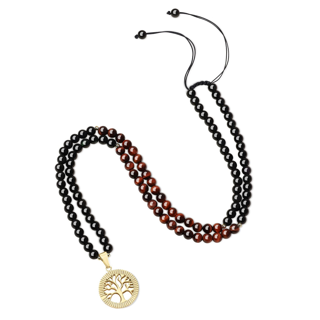 [Australia] - coai Tree of Life Pendant 108 Beads Japa Mala Necklace Life Tree (Red Tiger Eye) 