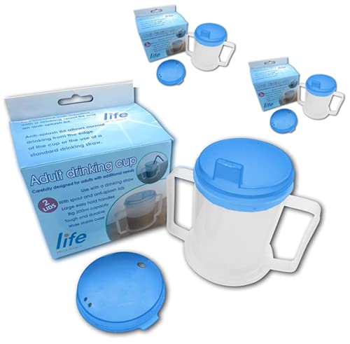 [Australia] - 3 Pack Life Healthcare Drinking Beaker Cup for Disabled Adults - Easy Grip Handles - Calibrated 300ml 
